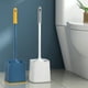thumbnail image 1 of Cepillo de inodoro de mango extendido con base - cabeza de limpieza 360°, plástico blanco y azul, 17,3" de largo - cepillo de limpieza para baño doméstico, 1 of 9