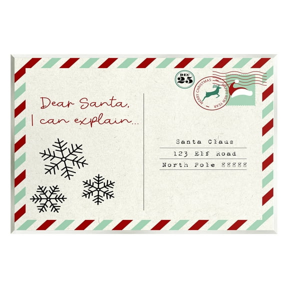 Stupell Industries Dear Santa Postcard Holiday Painting Unframed Art Print Wall Art, 15 x 10