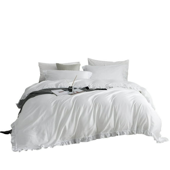 Dm807Q - Queen Size 6 Piece Duvet Cover Set Ruffled Bedding Cotton