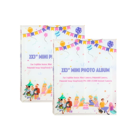 Mini Photo Albums 2x3 inch 180 Pockets Photo Albums  Happy Birthday Wedding Gifts, Color Cover, 2 Count