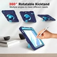 thumbnail image 5 of 3-Layer Kids Case for iPad Air 11 Inch 2024, Durable Sturdy Protection Silicone PC Case with Swivel Stand, Hand Strap and Shoulder Strap + Pencil Holder with Charging Port Lid - Navyblue, 5 of 13