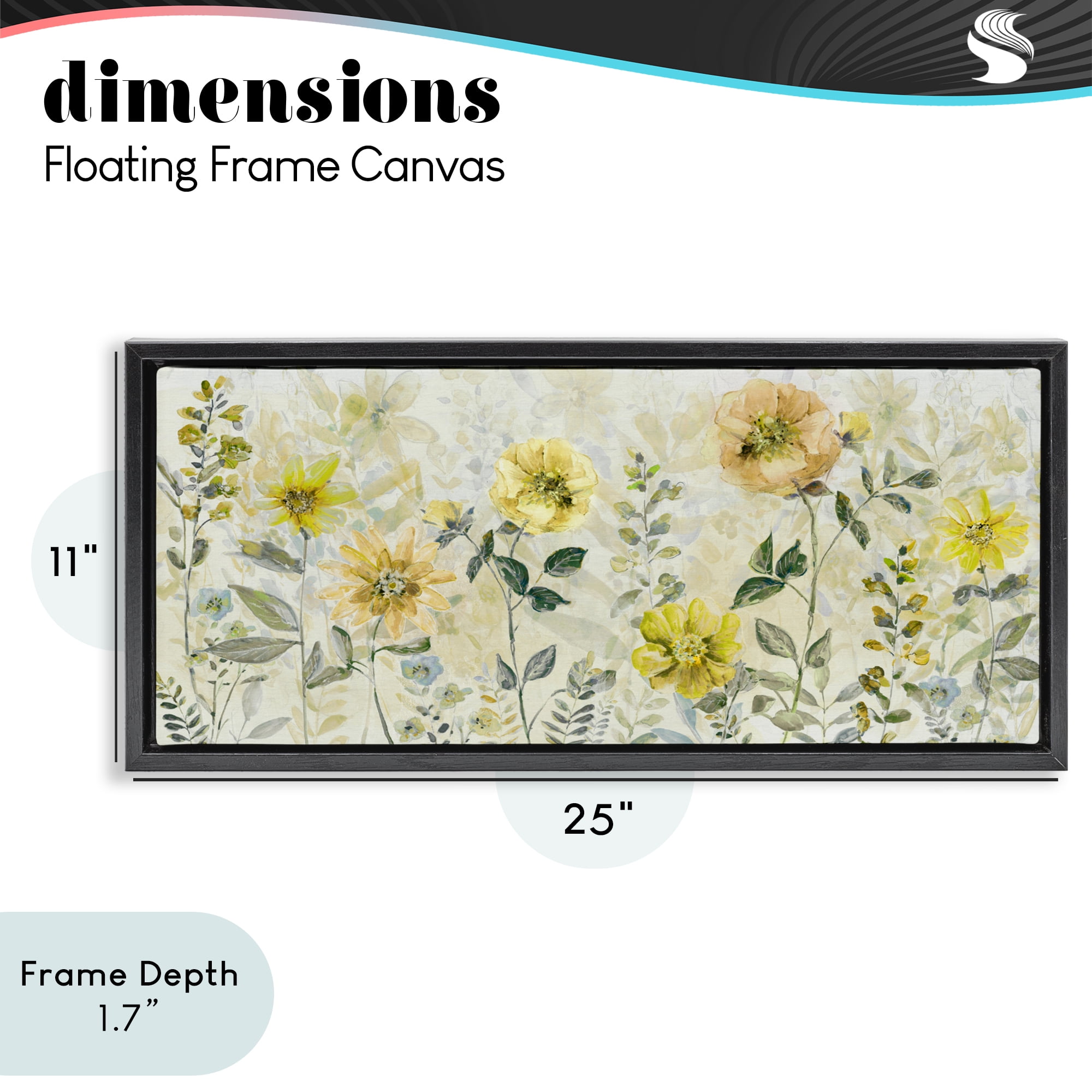 Stupell Industries Yellow Buttercup Garden Black Framed Floater Canvas Wall Art, design by Sally Swatland