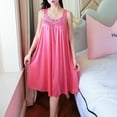 thumbnail image 5 of Lady Pajamas Solid Color Smooth Lace Patchwork Night Dress for Wedding Night, 5 of 7