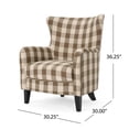 thumbnail image 5 of IbayNawi Oliver Farmhouse Fabric Club Chair,Upholstered Wingback Plaid Accent Chair for Living Room Bedroom,Brown & White Checkerboard, 5 of 9