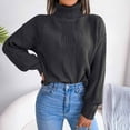 thumbnail image 6 of HAPIMO Women's Long Sleeve Sweater Casual Turtleneck Chunky Knit Loose Fit Oversized Pullover Winter Solid Jumper Tops Teen Girls Clothes Black M, 6 of 7