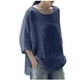 thumbnail image 1 of Camiseta holgada de manga 3/4 con cuello redondo liso a la moda para mujer Pompotops  hfajkhk136578, 1 of 3