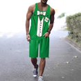 thumbnail image 2 of VBARHMQRT Mens Pajama Shorts Soft Mens St. Pat's Day Casual Printed Round Neck Pullover Vest Drawstring Shorts Set Two Piece Set, 2 of 6