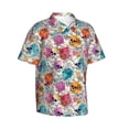 thumbnail image 2 of Fotbe Skulls and Roses Hawaiian Shirt for Men Unisex Summer Beach Casual Short Sleeve Cotton Linen Button Down Shirts-Large, 2 of 9