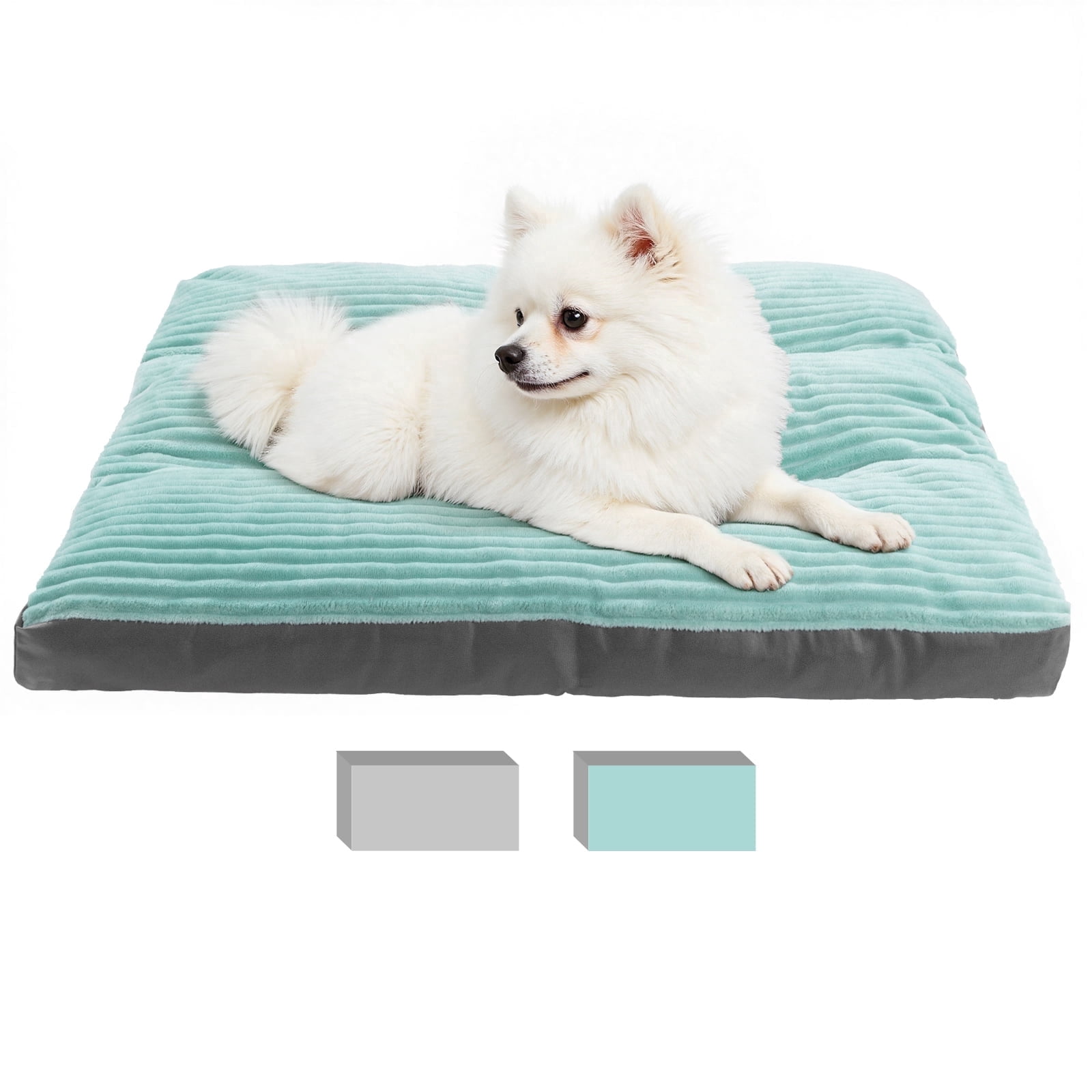 Vaukki Dog Bed with Non Slip Bottom,Removable Machine Washable Soft Plush Dog Crate Bed,23.6"x18.5",Green