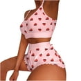 thumbnail image 1 of Conjunto informal de mujer con estampado de bloques de color y dobladillo con volantes, ropa de casa, chaleco con tirantes, traje a juego para mujer, 1 of 4