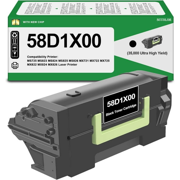 58D1X00 Toner Cartridges High Yield Replacement for Lexmark 58D1X00 MS725 MS823 MS824 MS825 MS826 MX721 MX722 MX725 MX822 MX824 MX826 Laser Printer(35,000 Pages)