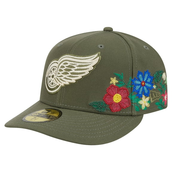 Men's New Era Olive Detroit Red Wings Tonal Florals 59FIFTY Fitted Hat