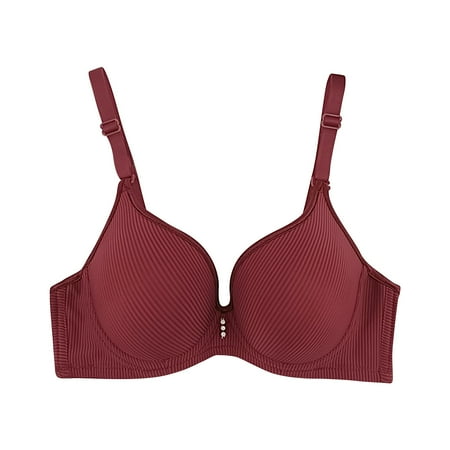 

HTNBO Lace Bras for Women Plus Size Underwear Beauty Back Everyday Solid Color Wine 32