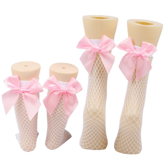 Chaussettes en Résille pour Femmes Chaussettes Hautes en Maille avec Noeud en Satin