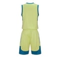thumbnail image 4 of BRGZLK Children's Sports Shorts Sets Kids Trendy Solid Color Casual Round Neck Sleeveless Basketball Shirt With Elastic Waist Shorts Sports Quick Dry Set Khaki 6-7 Years, 4 of 6