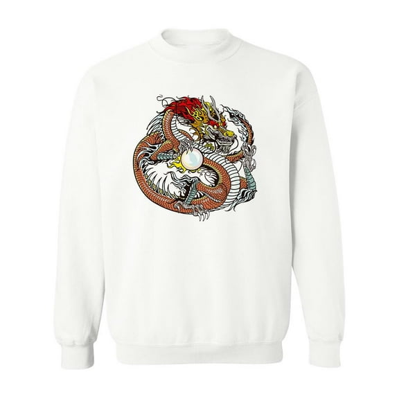Chinese Dragon Holding A Pearl . Sweatshirt Men -Image by Shutterstock, Male x-Large