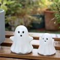 thumbnail image 5 of BingTong 2 Pack Ceramic Ghost Night Light Set, Small Large Translucent Glowing Ghost Figurines, Battery Operated Warm Light Tabletop Ornaments for Halloween Indoor Decor, 5 of 9