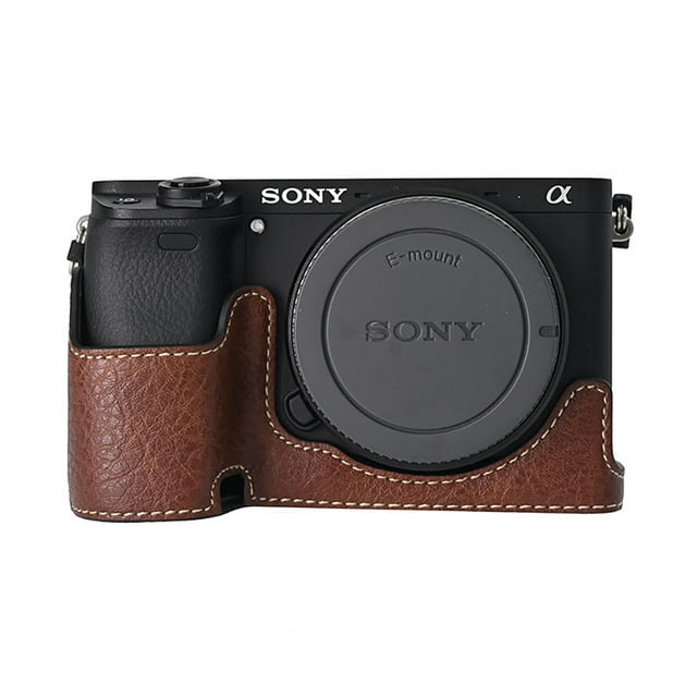 GadgetCom Camera Half Case Compatible with Sony Alpha 6400 A6400 , Anti-Slip PU Leather Shell Protective Cover