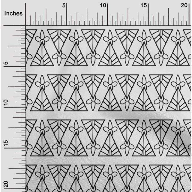 oneOone Polyester Lycra Fabric Floral & Triangle Block Decor Fabric Printed BTY 56 Inch Wide