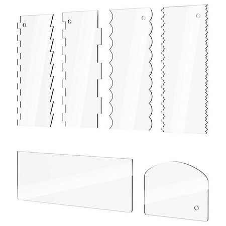 

6pcs Baking Mold Saw Tooth Smoother Tool Cake Trim Cake Scraper Set Transparent Clear Acrylic Decorating Contour Comb Cream Spatulas