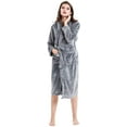 thumbnail image 3 of Womens Mens Fleece Robe Soft Plush Bathrobe Long Warm, 3 of 7