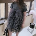 thumbnail image 2 of PEASKJP Robes de Mode pour Bébés Filles, T-Shirt à Imprimé Graphique, Robe à Manches Courtes, Gris 130, 2 of 5