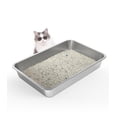 thumbnail image 1 of Caja de arena para gatos WENBOKMIN de acero inoxidable, 24 x 16 x 10 cm, para gatos, 1 of 7