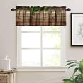 thumbnail image 3 of Rustic Wooden Board Valances Curtains Green Leaves on Vintage Wood Country Grunge Planks Barn House Door Short Curtain Valance for Kitchen Bedroom Bathroom with Rod Pocket, One Panel 54X18 Inches, 3 of 6
