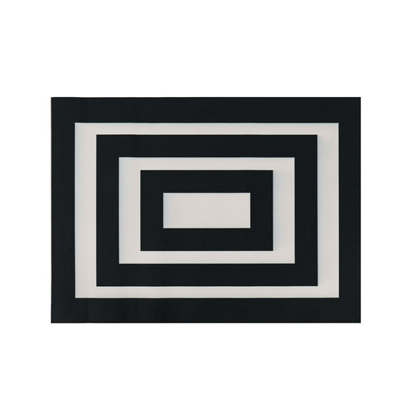 Evergreen Black and White Frame Layering Mat Indoor Outdoor 2'2"x3'6" Black