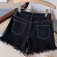 thumbnail image 6 of Letimco Women's Summer High Waisted Denim Shorts Folded Hem Casual Wide Leg Black Short Jeans, 6 of 8