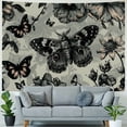 thumbnail image 4 of ONETECH  Skull Moth Wall Hanging Tapestry Vintage Black Gothic Retro Floral Leaves Mysterious Flower Plant Spooky Botanical Butterfly Home Decor Art for Living Room Bedroom Dorm, 4 of 6