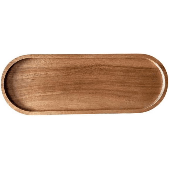 RUseeN Large Solid Acacia Wood Serving Trays and Platters, Rustic Wooden Charcuterie Boards, Rectangular Oval Cheese Board for Food, Bathroom, Home Decor, Kitchen Counter, 11" x 4"