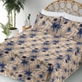 thumbnail image 3 of Ambesonne Floral Design Fitted & Flat Sheet with Shams 4 Pcs Set, Bohemian Autumn Bloom, Full, Dark Ceil Blue Eggshell, 3 of 5