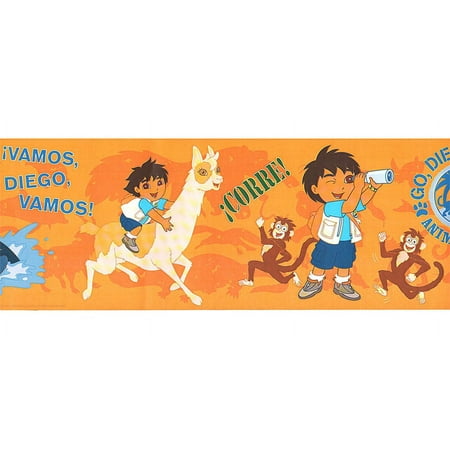 Go Diego Go Orange Accent Wall Border Roll