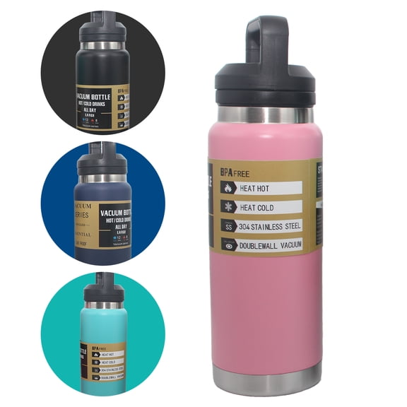Arcticwind 26oz Insulated Sports Water Bottle Stainless Steel Leakproof Keeps Cold and Hot BPA-Free large capacity vacuum space kettle forGym,School,Work,Cycling,Hiking, Biking,Running (Light Pink)