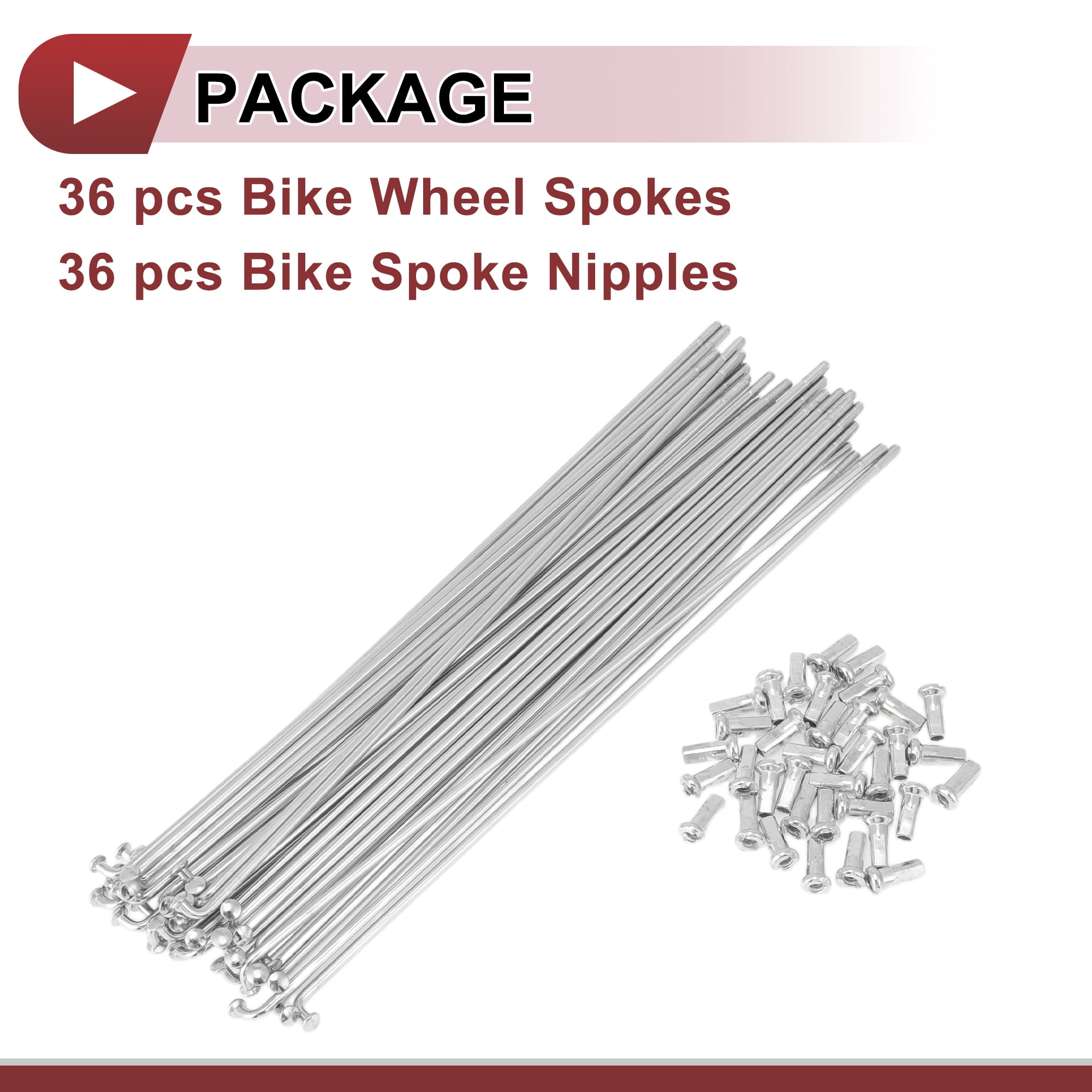 Unique Bargains 36Pcs 12G Bike Wheel Spokes 45 Steel Galvanized Silver 7.99"