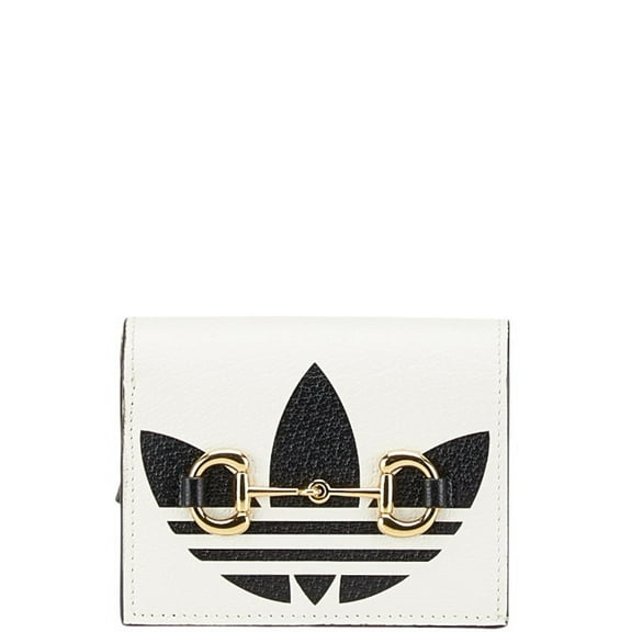 Pre-Owned Gucci x adidas Horsebit Shoulder Wallet, Bifold 702248, White/Black... (Good)