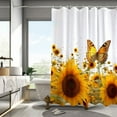 thumbnail image 2 of Sunflower Butterfly Shower Curtain Set, Butterfly Shower Curtains for Bathroom Waterproof Polyester Fabric Shower Curtain with 12 Hooks, 72x72 inches, 2 of 7
