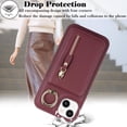 thumbnail image 5 of iPhone 13 case with Card Holder, iPhone 13 Phone Case Wallet for Women magsafe Compatible Wallet Detachable 2-in-1 for Men-Red Wine, 5 of 13