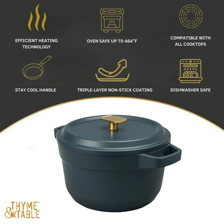 Free Shipping! Thyme & Table Diecast 5.5 QT Dutch Oven, Atlantic