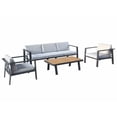 thumbnail image 2 of Higold 3801 Nofi 4 Pieces Outdoor Conversation Set, Matte Charcoal, Imitated Teak Aluminum Tabletop, 2 of 12