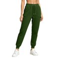 thumbnail image 3 of RUTAYY Women's Jogger Pants Solid Color Side Pockets Drawstring Casual Sport Sweatpants Green, 3 of 5