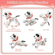 BEEPRINCESS Robot Dog, Smart Programmable RC Electronic Pet Puppy with Early Education Function, White/Pink