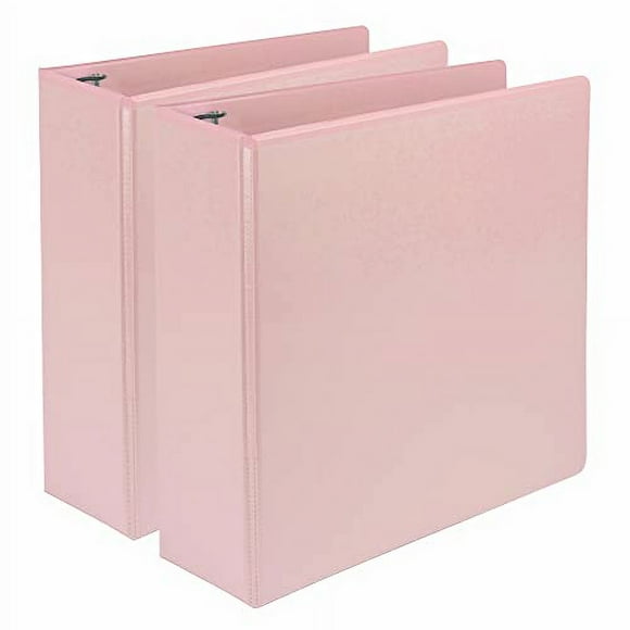 Samsill Earth's Choice, Classeur à Vue en D Durable 3 Pouces Lot de 2, Certifié USDA à Base de Plantes, Écologique, Rose