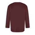 thumbnail image 6 of Trgacdwlo 3/4 Sleeve Shirts for Men Crew Neck Mens Shirts Casual Summer Fall Big and Tall Solid Solor Cotton Shirts Men Wine S, 6 of 7