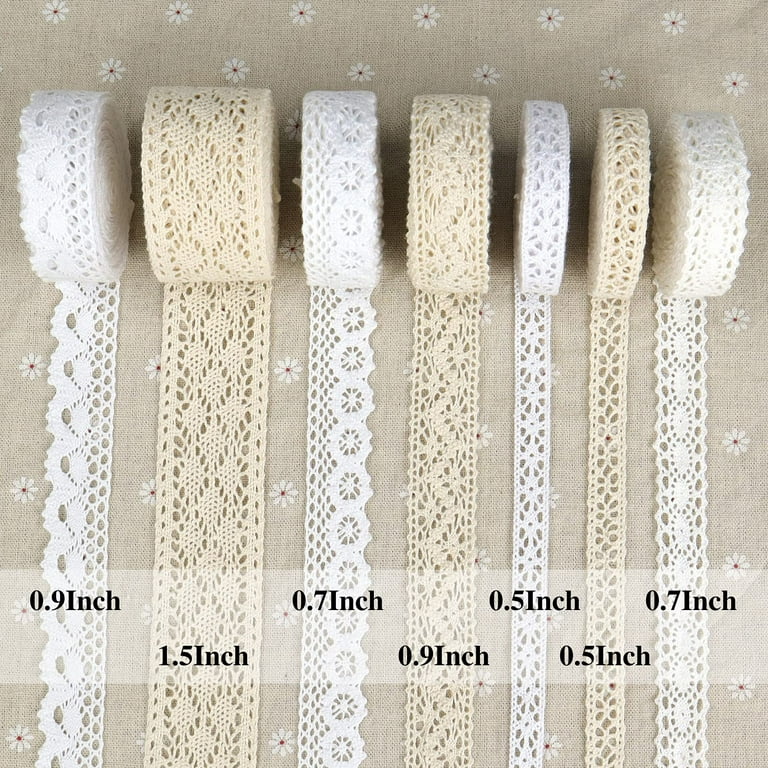 Crochet Lace Ribbon Sewing Lace Trim, Assorted Eyelet Lace Ribbons for DIY Scrapbooking Dollies Wedding Crafts Supply, 28 Yards (Mix)