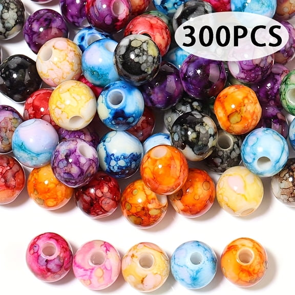 300/400/500/600pcs 8mm Cracked Acrylic Loose Spacer Beads, Used to Make Handmade DIY Beaded Bracelet Earrings Necklace Key Chain Accessories