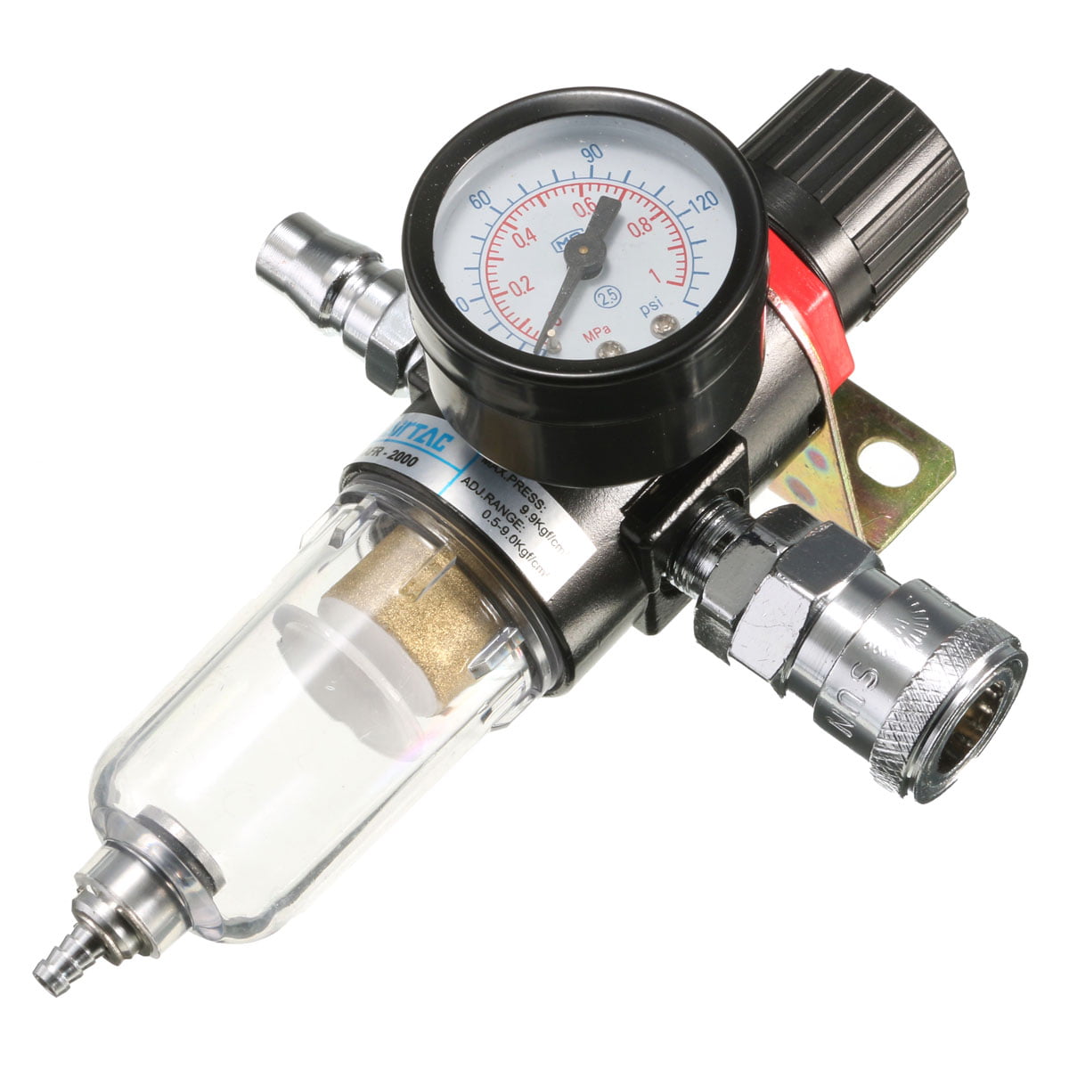 1/2"in Air Compressor Filter Oil Water Separator Trap Tools With Regulator Gauge 