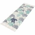 thumbnail image 4 of Teal Blue Coastal Kitchen Runner Rug 2'x4',Sea Turtle Nautical Coral Summer Beach Washable Rug with Tassels,Non Slip Woven Cotton Bathroom Rugs Hallway Carpet for Foyer Bedroom Entry Back Door Decor, 4 of 9
