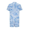 thumbnail image 2 of VBTAPA Men's Vacation Beach Outfits 2 Piece Shorts Set Floral Hawaiian Button Down Shirt and Shorts Matching Sets Sky Blue M, 2 of 6